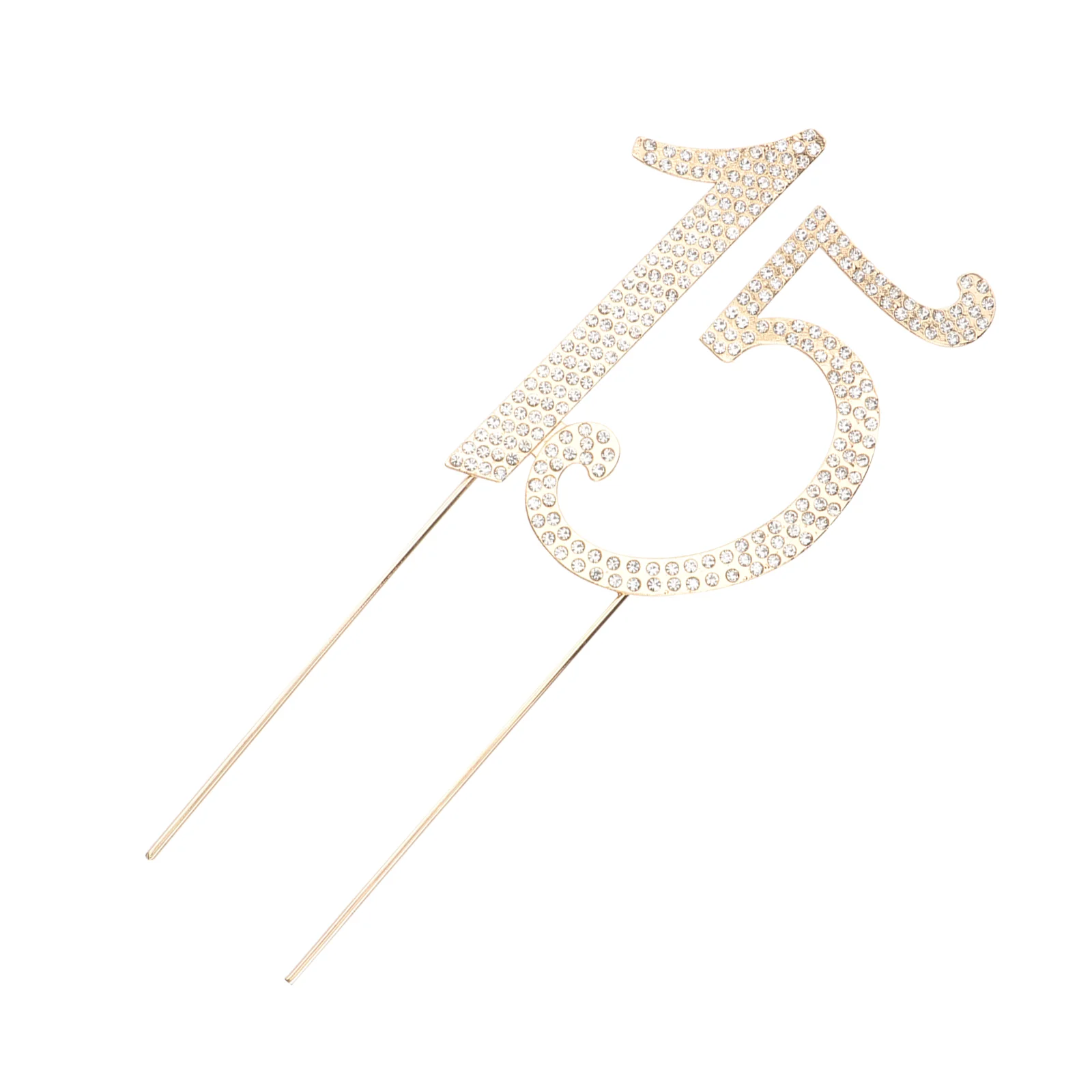 Топпер для торта 15 лет золотые стразы на 15-й день рождения юбилей украшение