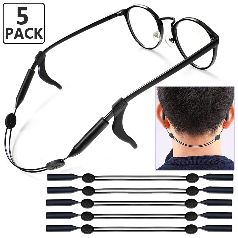 5Pcs Eyeglass Lanyard Glasses Strap Rope Adjustable Neck Cord Sport Eyeglasses Accessories Sunglasses Chain Band String Holder