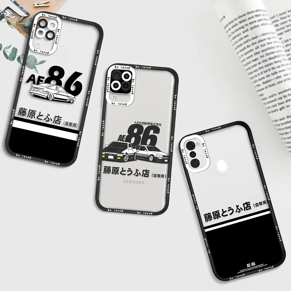 

Initial D Clear Phone Case for Samsung A11 A12 A71 A21S A32 4G A52 A52S A53 5G A72 S22Ultra S22 Plus Shockproof Coque Back Cover