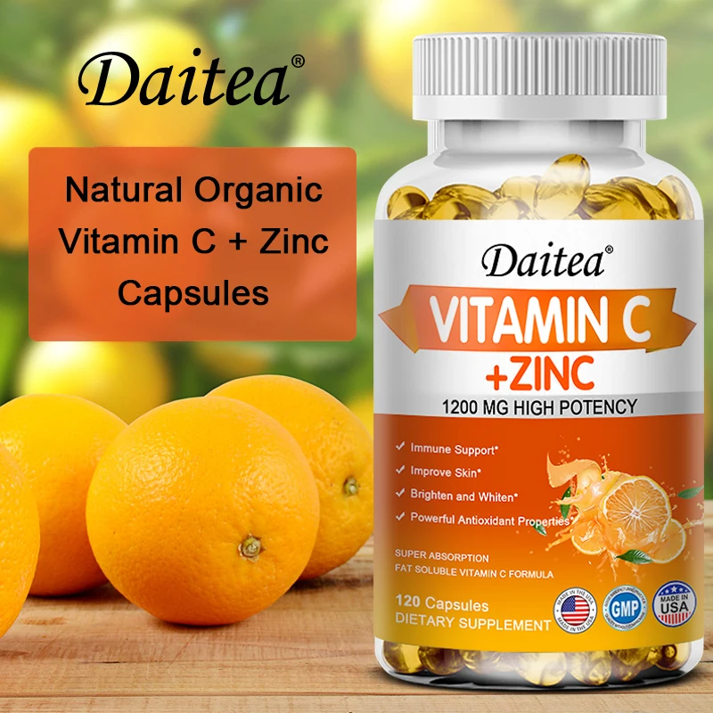 

Daitea Vitamin C + Zinc Strong Antioxidant Collagen Boost Immune System and Skin Health Supplement