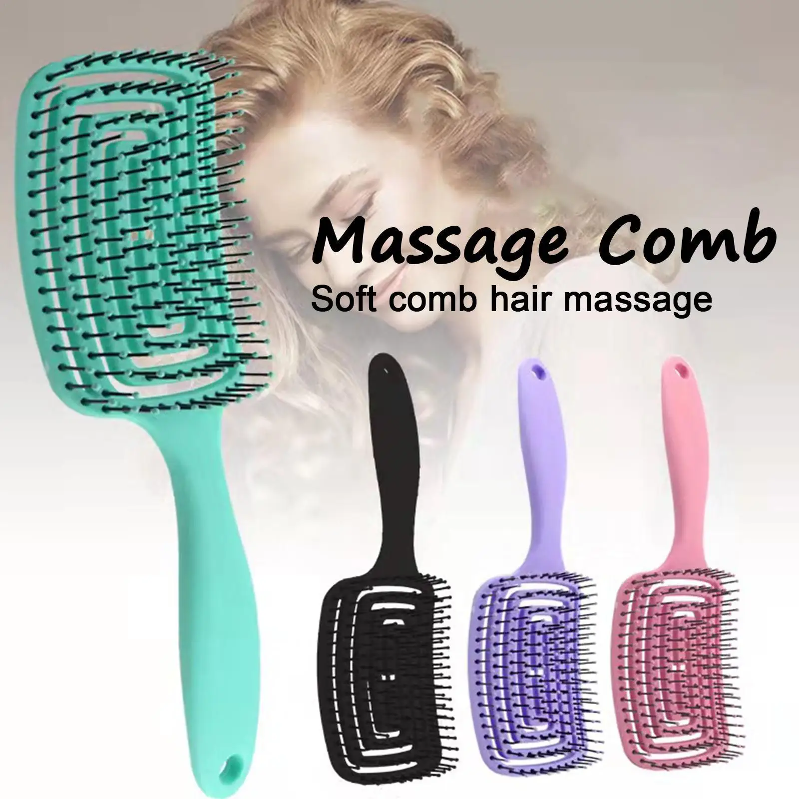 

Girls Hair Scalp Massage Comb Hairbrush Bristle Nylon Women Wet Curly Hair Brush For Salon Hairdressing Styling Tools