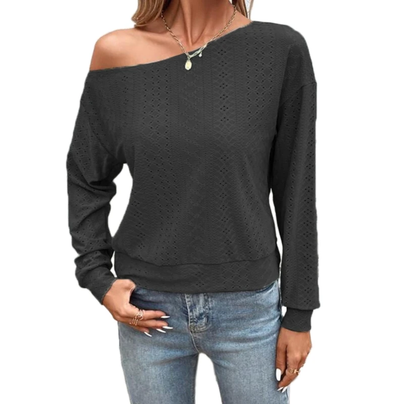 

Women's Off Shoulder Tops Casual Loose Shirt Long Sleeve Tunics Blouse Tops
