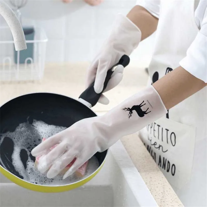 

Female waterproof rubber latex dishwashing gloves kitchen durable cleaning housework chores dishwashing tools