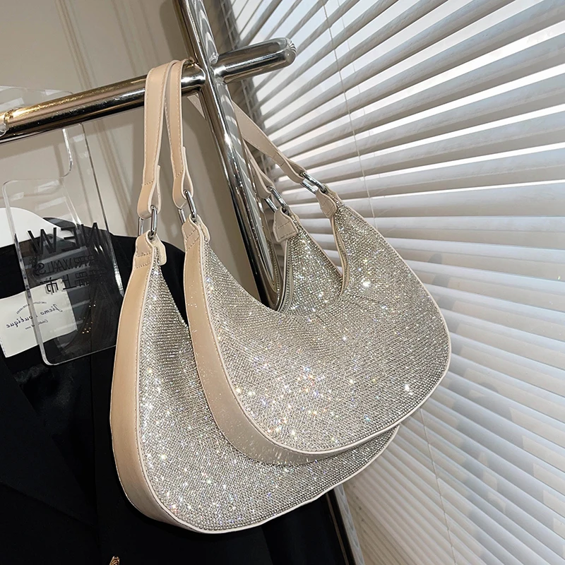 Роскошный брендовый дизайнерский Блестящий Хобо с бриллиантами женские сумки