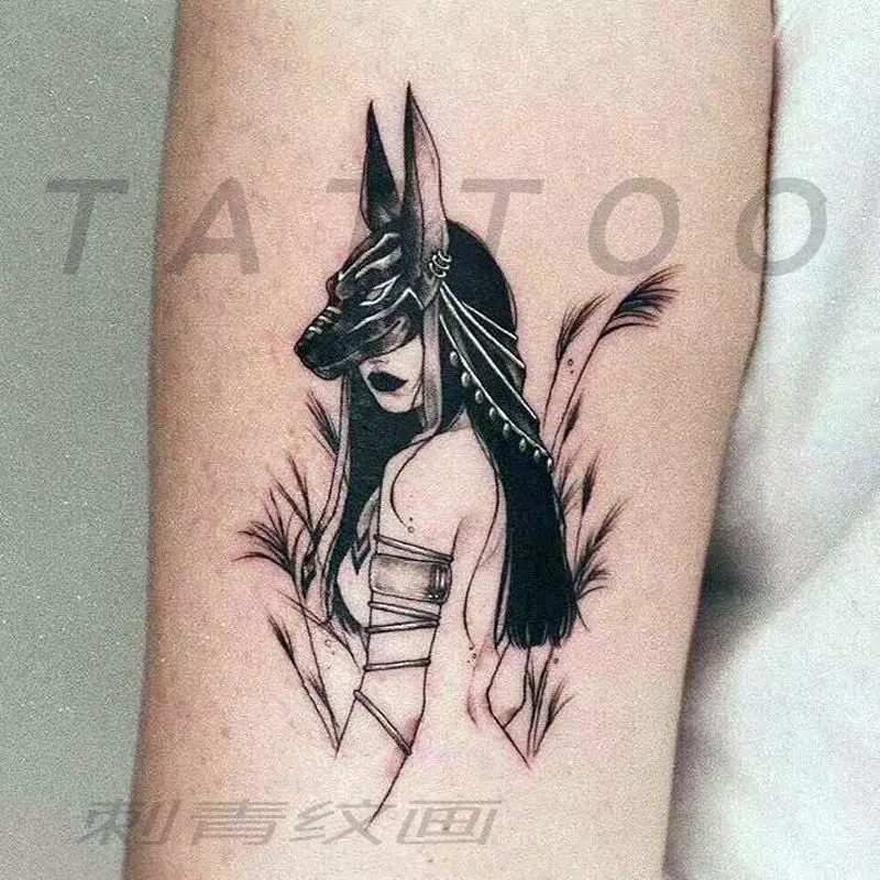 

2022 New Egyptian Masked Girl Art Waterproof Tattoo Stickers for Woman Man Body Temporary Tattoo Anime Girl Fake Tattoo