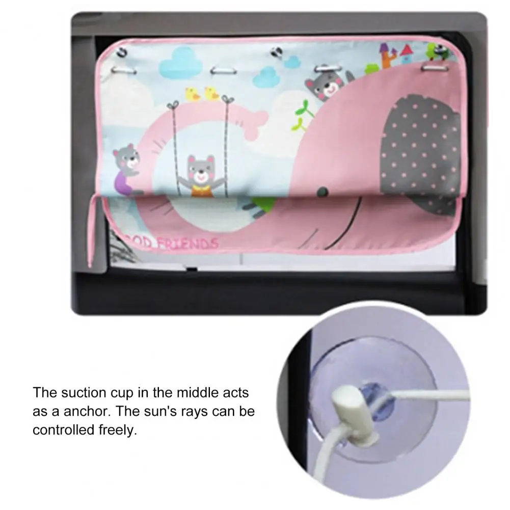 

Easy Installation Drawstring Sun-protection Owl Pattern Retractable Curtain Car Sunshade Curtain Car Interior Supplies
