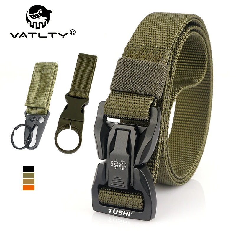 VATLTY 2.5cm Thin Tactical Belt Soft Real Nylon QR Metal Buckle Techwear Hip Hop Universal Military Belt Hiking Girdles Male