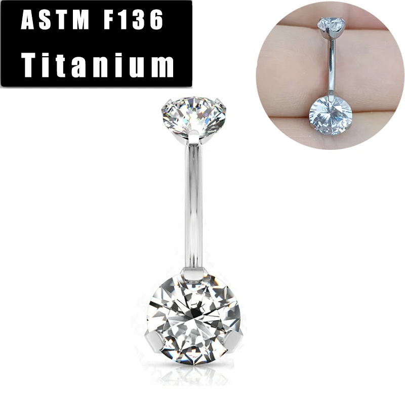 

Украшение для пупка женское, круглое, из титана с цирконом, для пирсинга пупка