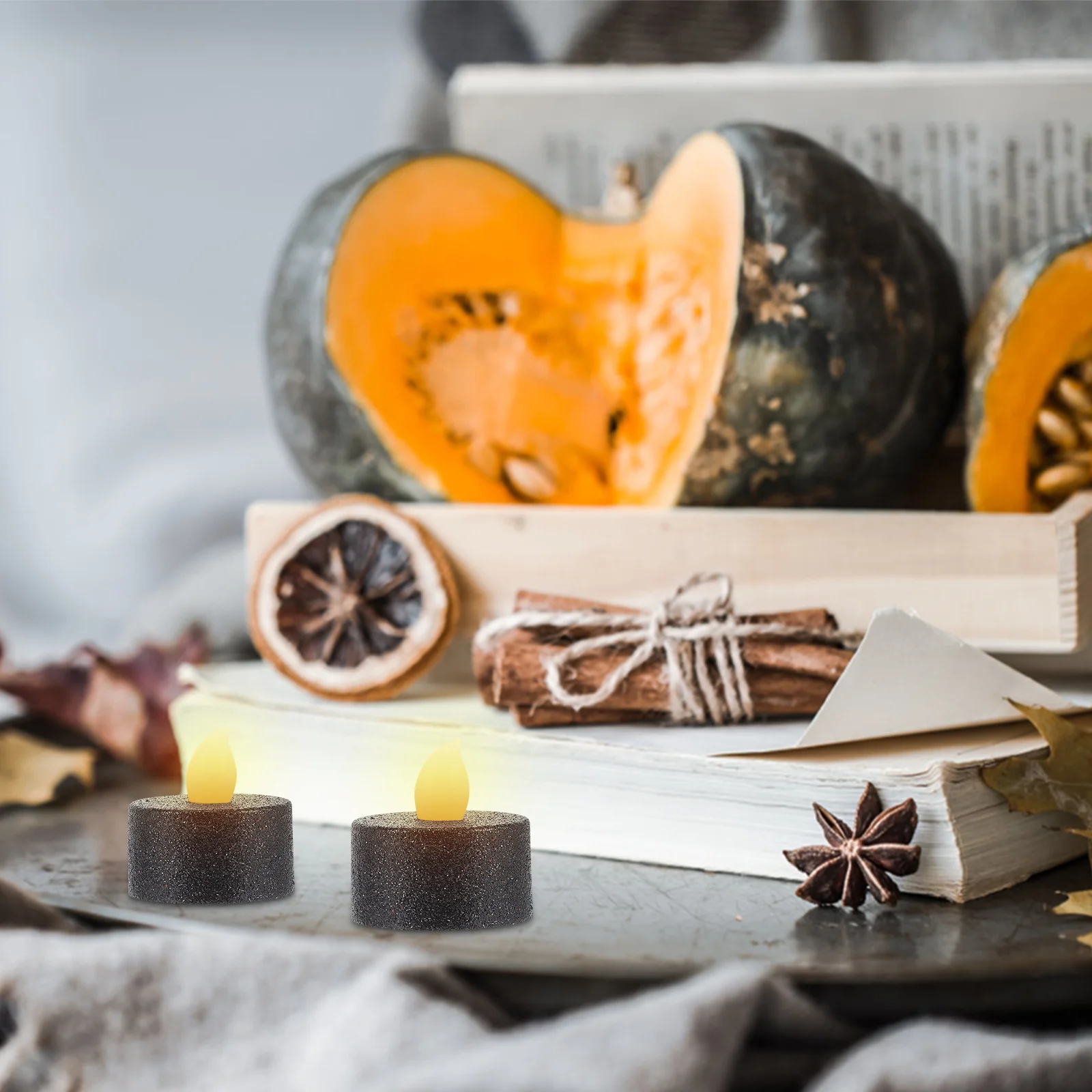 12 шт. Беспламенные чайные свечи черные светодиодные лампы с белым сердечником