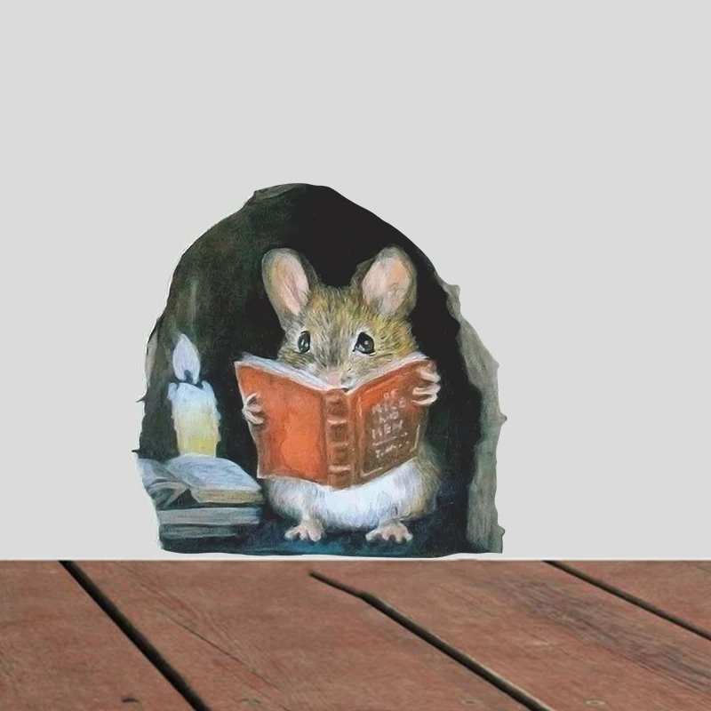 

Cartoon Mouse Reading Wall Sticker Kids Room Home Decoration Mural Living Room Bedroom Wallpaper Removable Funny Rats Stickers
