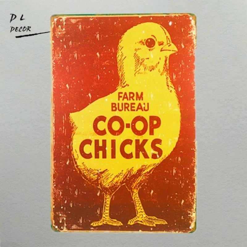 

-Декоративный винтажный жестяной ретро-знак для стен в виде цыплят из офиса фермы