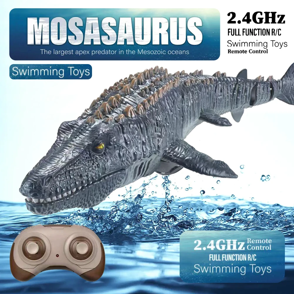 New 2.4G remote control wireless charging simulation dinosaur water spray shark swing mosasaur boy children's water toys