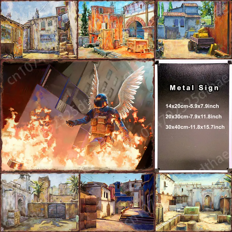 

Inferno First Person Shooter Game Metal Tin Sign Poster for Living Room Bar Cafe Printing Picture Wall Art Decor Home Decoration