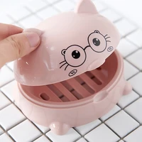 cute soap holder cartoon cat soap dish with cover soap box holder case cute bathroom storage cleaning bathroom suppy