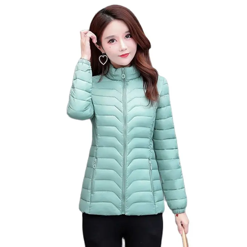 

Womens Light And Short Down Cotton-padded Jacket Middle-aged Ladies Stand Collar Warm Coat Mom Fashion Slim Cotton-padded Jacket