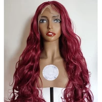 kryssma burgundy lace front wig synthetic lace front wig body wave wig for women long wavy synthetic wig 2022 new fashion wig