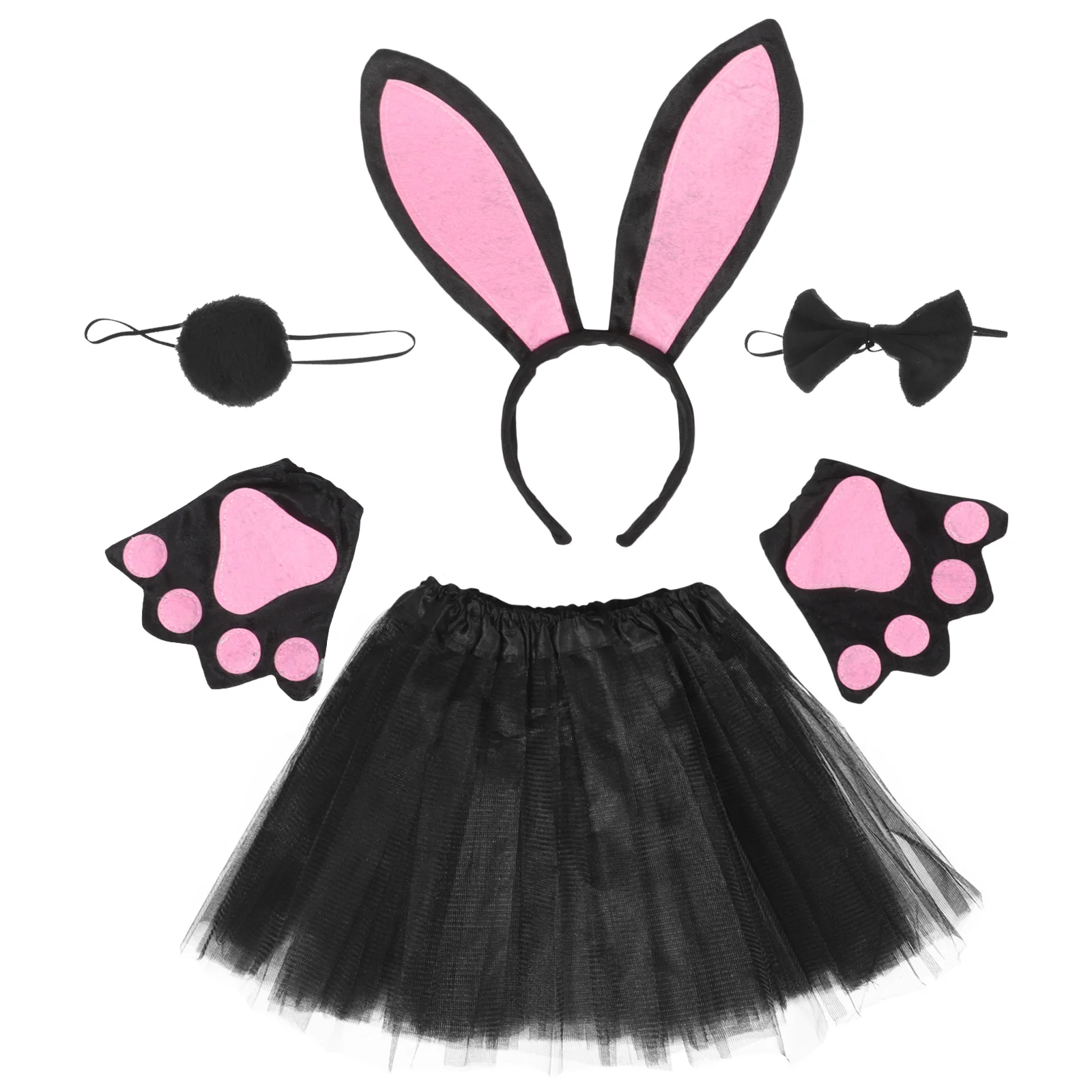 

Rabbit Ears Headband Tail Cosplay Gauze Skirt Animal Party Supplies Costume Girl