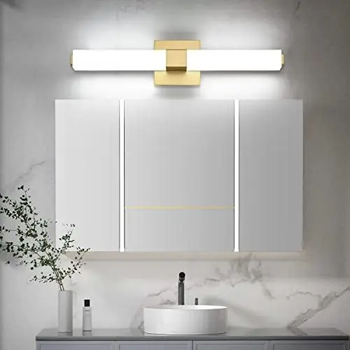 

Осветительные приборы для ванной комнаты, 39,4 дюйма, цвет: атласный, никелевый, стальной, матовый белый, акриловый, холодный белый, цвет 6000K