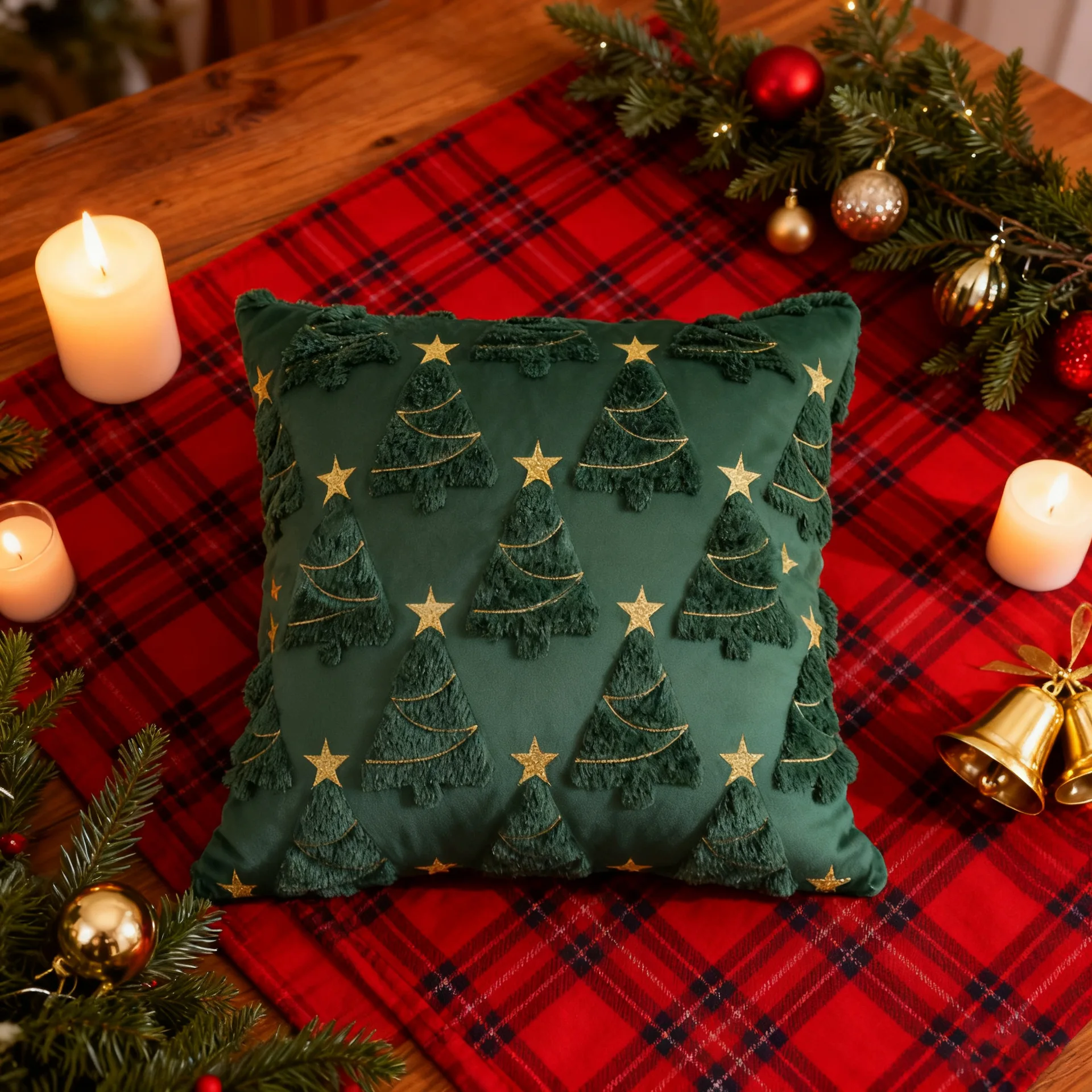 Наволочка для рождественской елки с вышивкой рождественской звезды