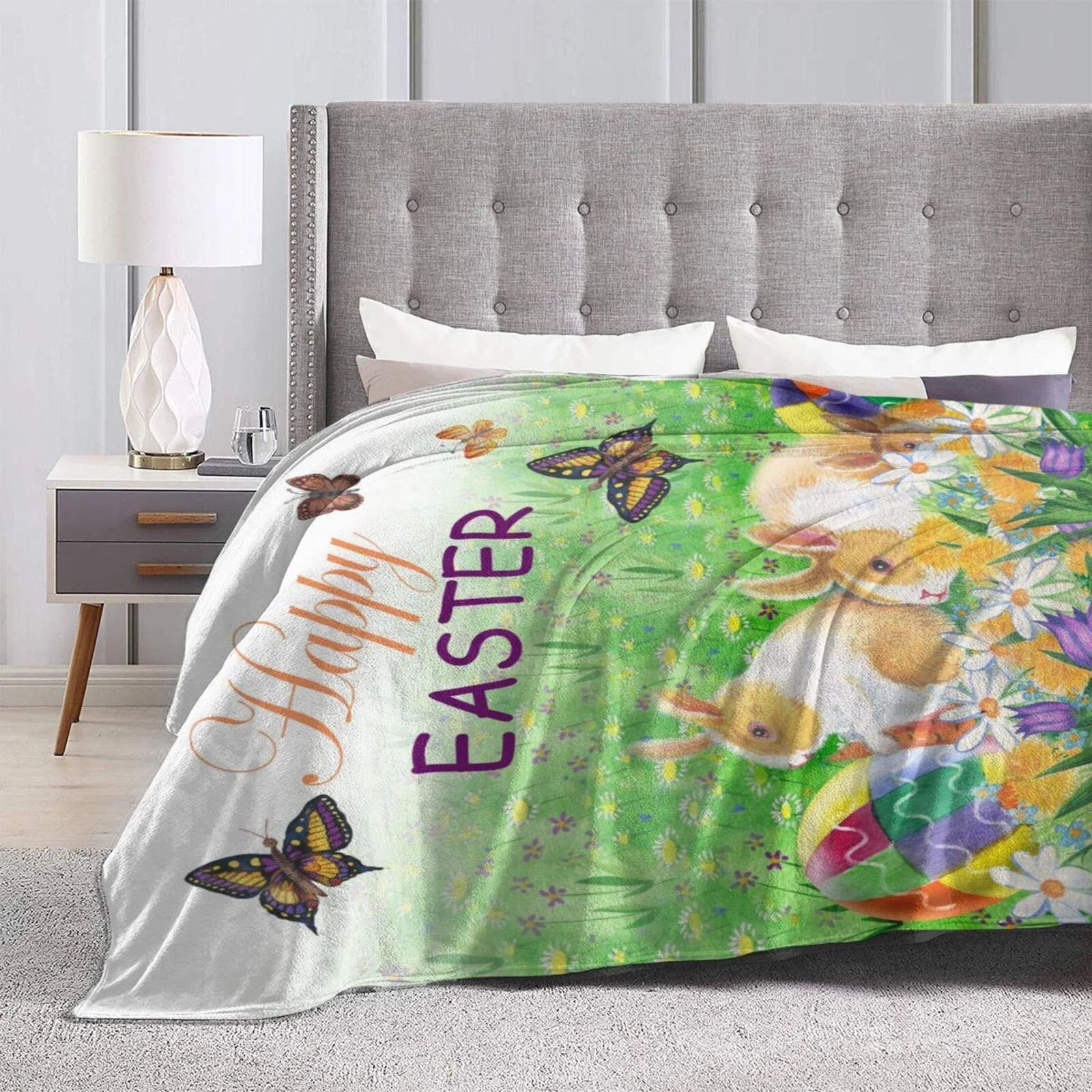 

Blankets Flannel Bed Couch Throws Lightweight All Seasons Suitable Women Men Kids Peacock Day of Holiday Easter Rabbit Gift Idea