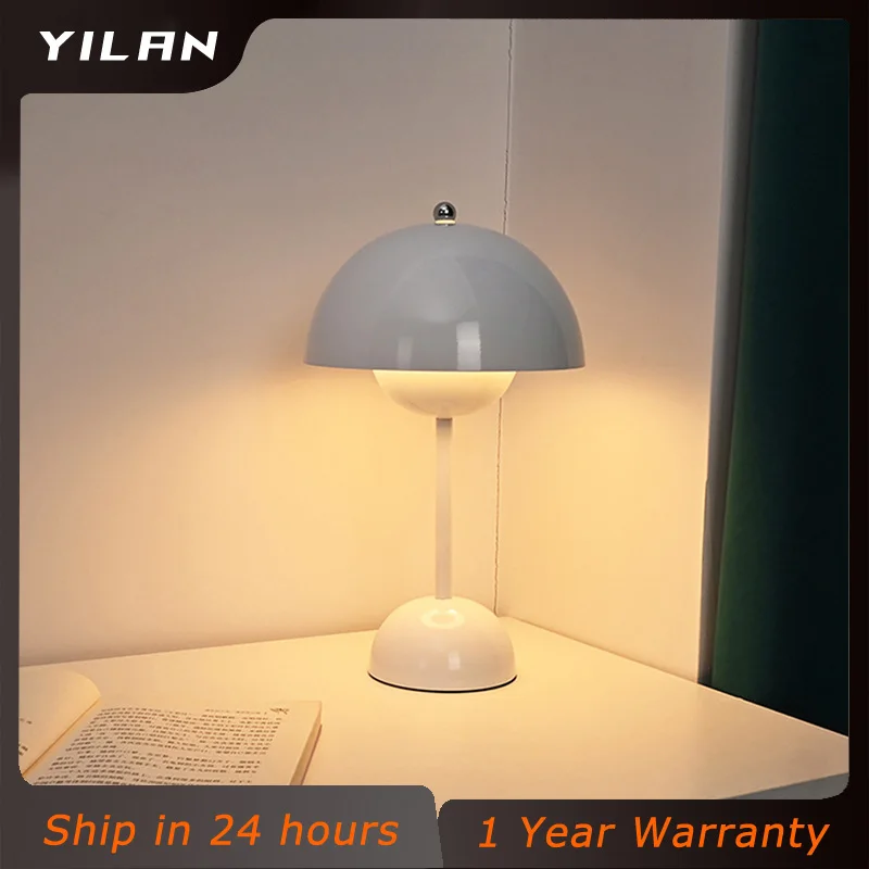 

Nordic Rechargeable Flower Table Lamp Bedside Desk Lamp Mushroom Bedroom Table Decoration Night Table Lamp Night Lights Dropship
