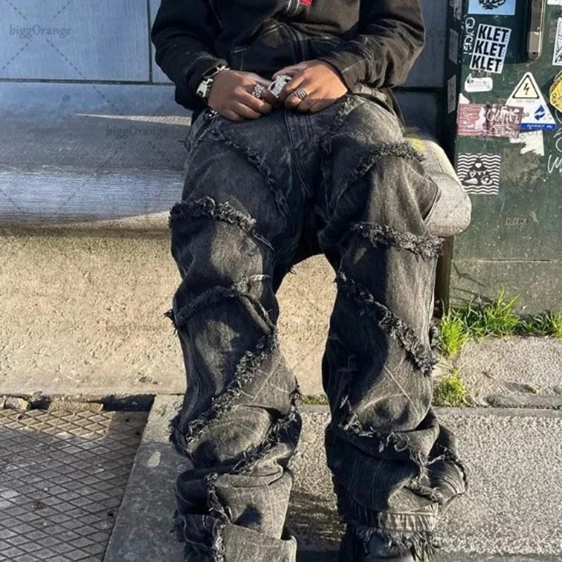 Джинсы PFNW мужские свободные в стиле хип-хоп с широкими штанинами