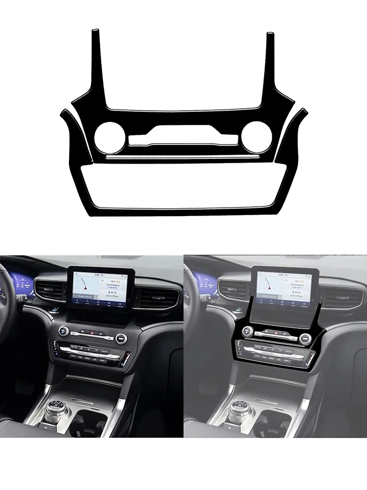 

Автомобильная черная интерьерная наклейка для Ford Explorer 2020 2021 2022 2023 консоль Радио панель кондиционера панель Крышка отделка Аксессуары