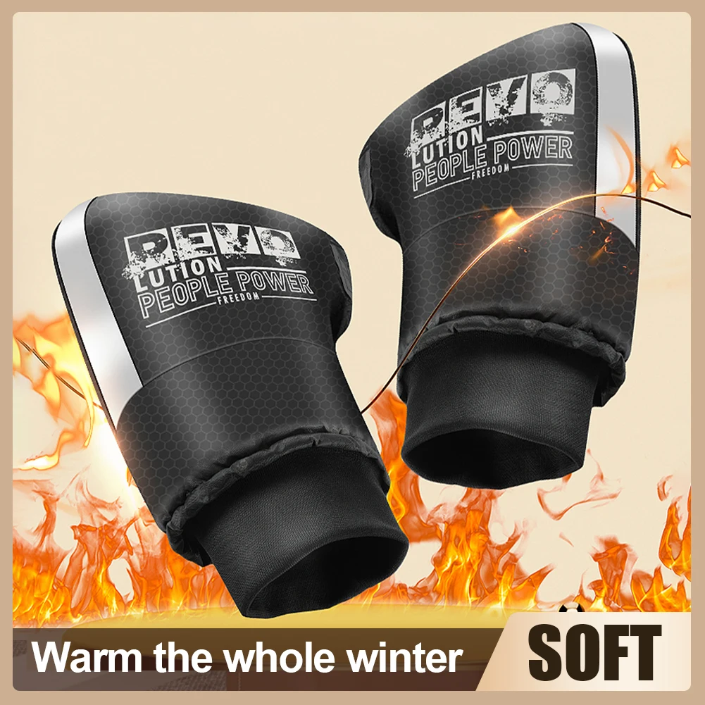 

Universal Handlebar Mitten Cover Winter Warm Thick Fleece Lining Handlebar Grip Gloves Waterproof For Motorcycles Scooters Bikes