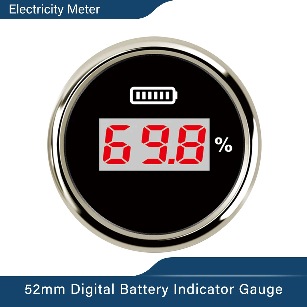 52 мм Универсальный 0 ~ 100% измеритель емкости аккумулятора цифровой индикатор