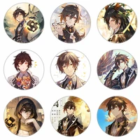 cartoon game genshin impact badges anime pins zhongli figures clothing accessories cool backpack decorations brooches boys girls