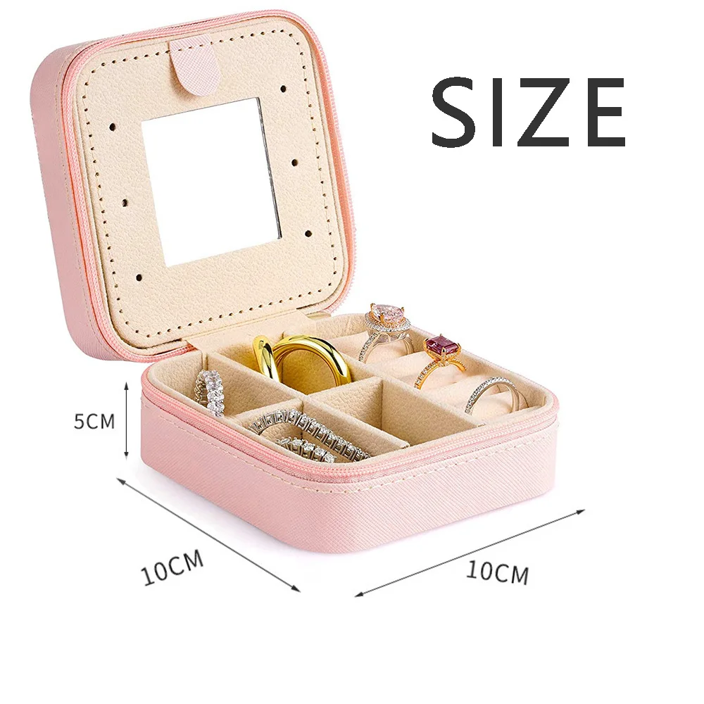 Mini Travel Jewelry Box for Women Girls Customized Letters Small Organizer Necklaces Earrings Rings Display Case Storage Gifts
