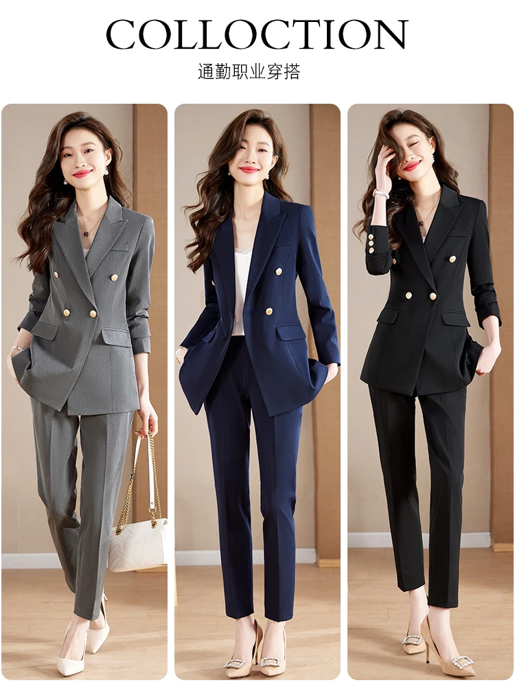 Gray Professional Suit Set Women 2024 New Spring and Autumn Interview Guest look Senior Sense Manager Work Clothes Short slee...