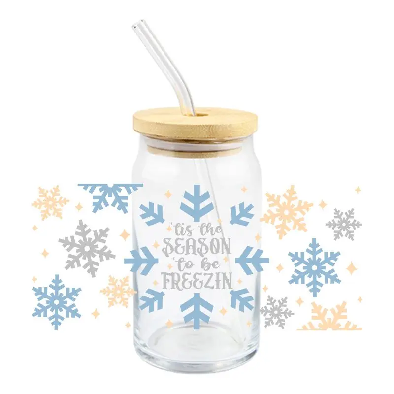 Модные наклейки DTF для переноса УФ-излучения Рождественская наклейка с рисунком