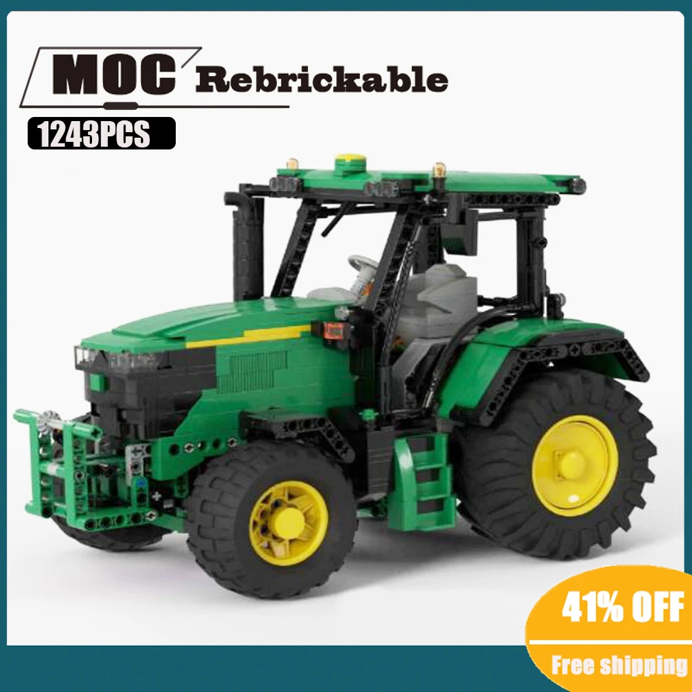 

NEW Moc 1243PCS RC Green retro 6130R Tractor Technology Trailer Farm DIY ChildrenToy ChristmasBlocks Gift Compatible with 42054
