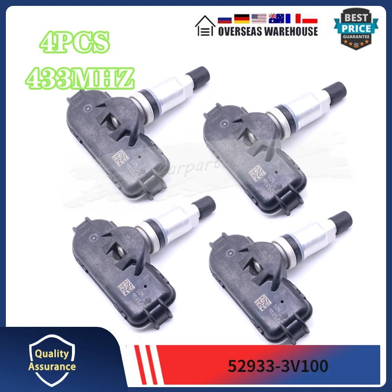 

4PCS Tyre Pressure Sensor For 2011-2014 Hyundai I40 [VF] 433MHZ 52933-3V100 TPMS TIRE MONITOR SYSTEM PRESSURE SENSOR