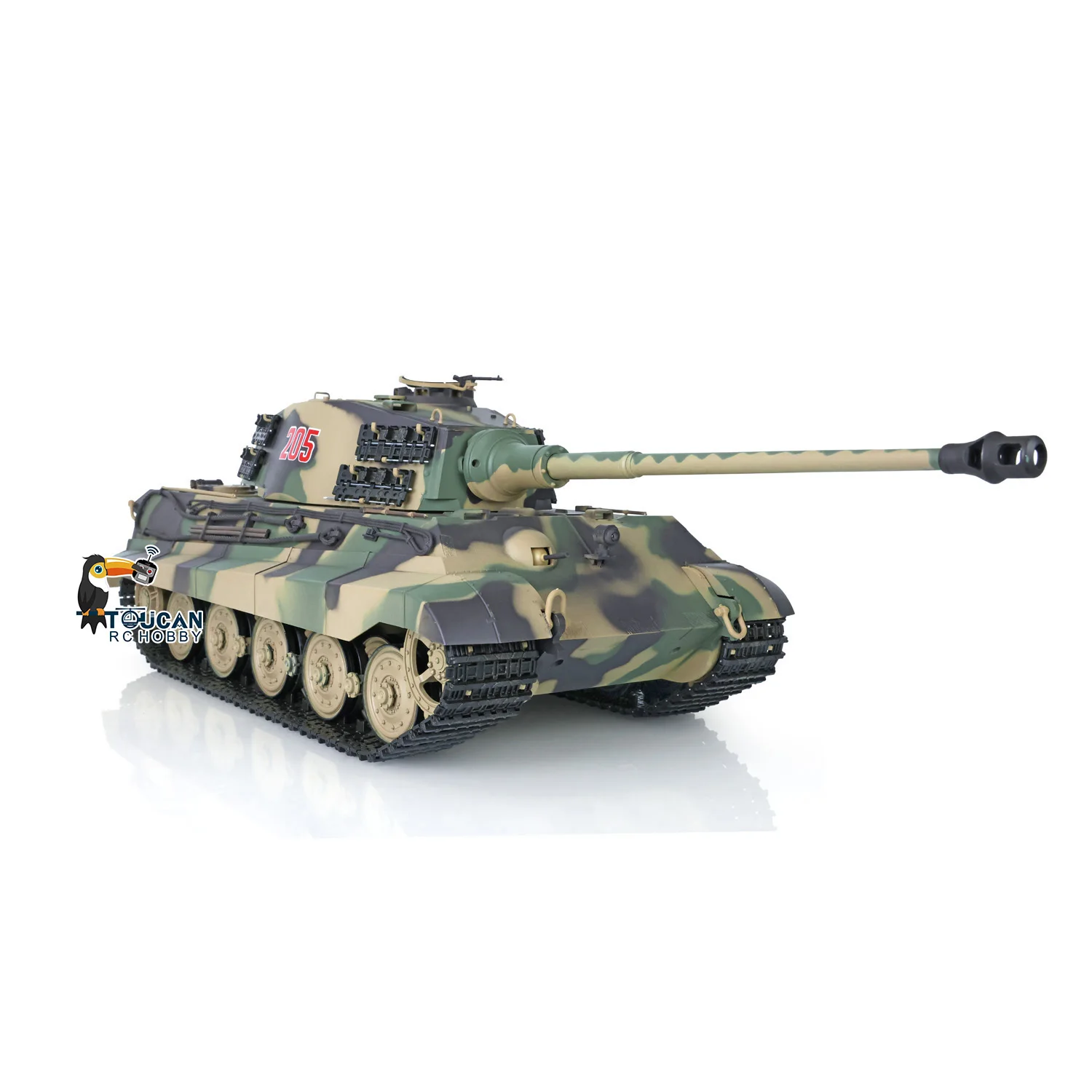 Фото Радиоуправляемая модель танка HENG LONG King Tiger 3888A, масштаб 1/16, 2.4G, пластик, готовая к запуску (RTR), с гусеницами, направляющими колесами, пулеметом и BB-системой, подарок для мальчиков №2