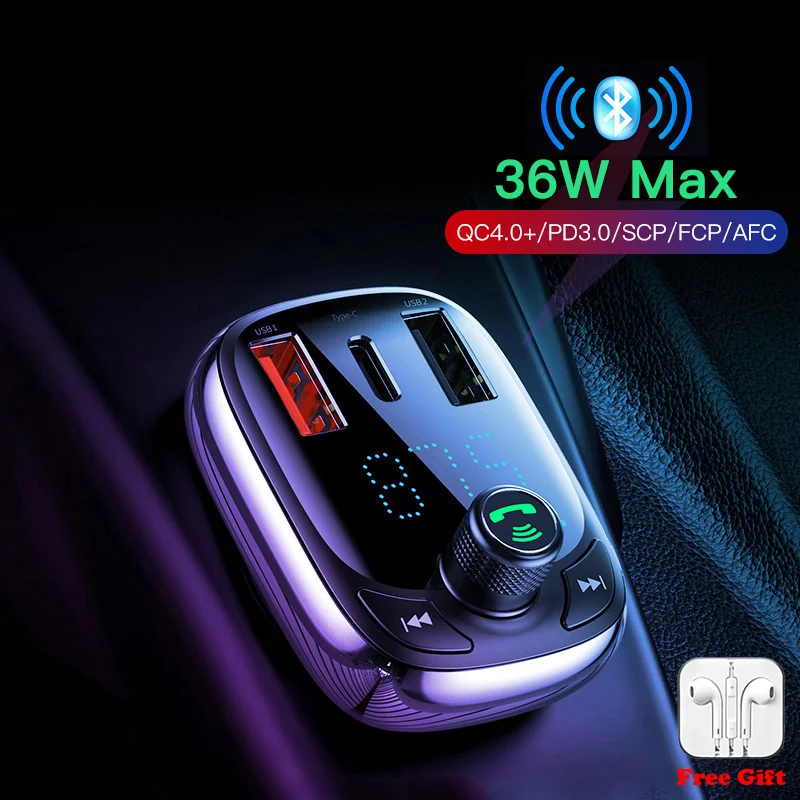 

Baseus Quick Charge 4.0 Car Charger Fast Dual USB Car Phone Charger For Phone FM Transmitter Bluetooth Car Kit Audio MP3 Player
