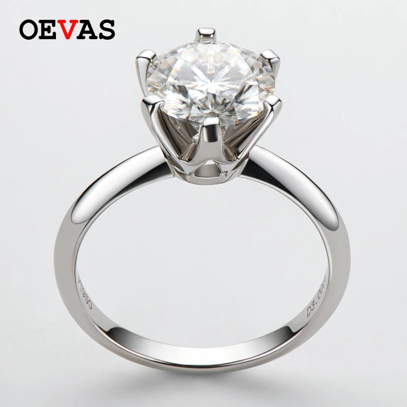 OEVAS обручальные кольца с натуральным муассанитом 3 карата D цвета для женщин 100%
