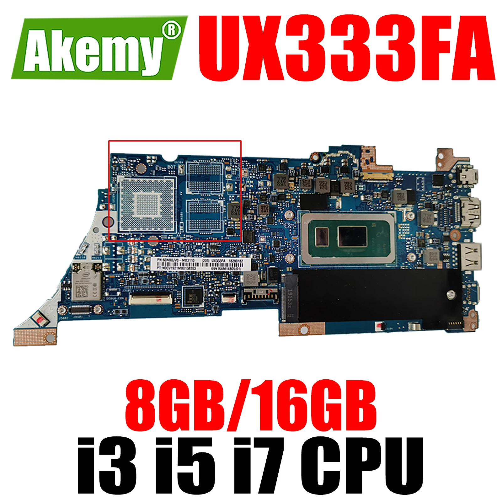 

Материнская плата для ASUS ZenBook 13 UX333F UX333FA UX333FN U3300F Laotop, материнская плата UX333F i3 i5 i7 8-го поколения 10-го поколения ЦП 8 ГБ 16 ГБ ОЗУ