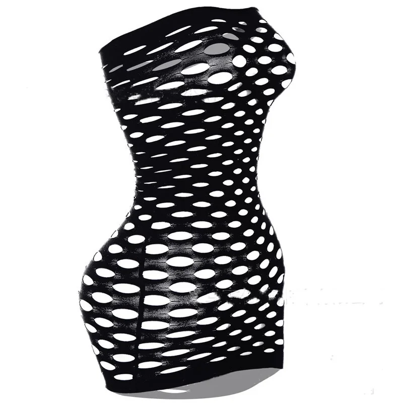 

New Sexy Women Net Skirt Whole Body Hollow Out Fishnet Elasticity Mini Dress Lingerie Sexy Nightwear
