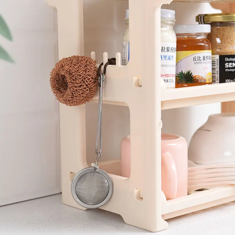 Kitchen Storage Rack Bathroom Organizer Drain Holder Seasoning Bottle Cutlery Items Sundries Stationery Toiletries Shelf