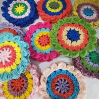 original diy hand crochet mats pads colors round coaster 14cm wedding table decor doilies clothes wool accessories patch 25pcs