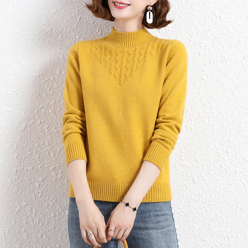 

Women's sweaters 2021 new fashion with thicker half-high neck sweater winter GRAY22