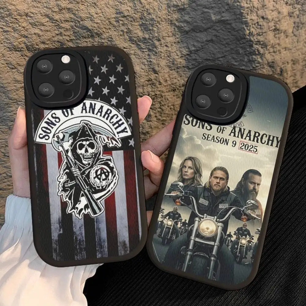 Фото Кожаный чехол для телефона с дизайном по мотивам сериала «Sons of Anarchy» для iPhone 16, 16e, 15, 14, 13, 12, 11 Pro Max, Plus, Mini №3
