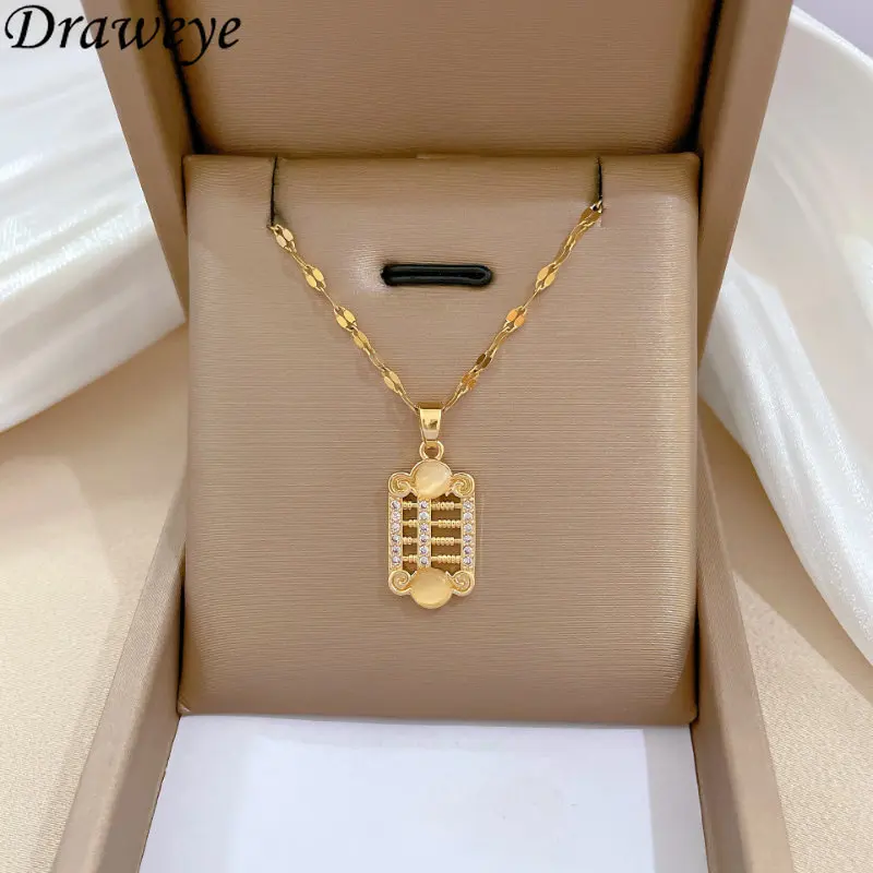 

Draweye геометрические ожерелья для женщин из титановой стали ажурные милые ювелирные изделия корейская мода Летняя Вечеринка ожерелье с подвеской