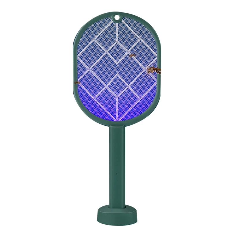 

Powerful USB Rechargeable Mosquito Swatter Fly Killer Trap Zapper Mosquito Killing Purple Lamp Sleep Tool Green
