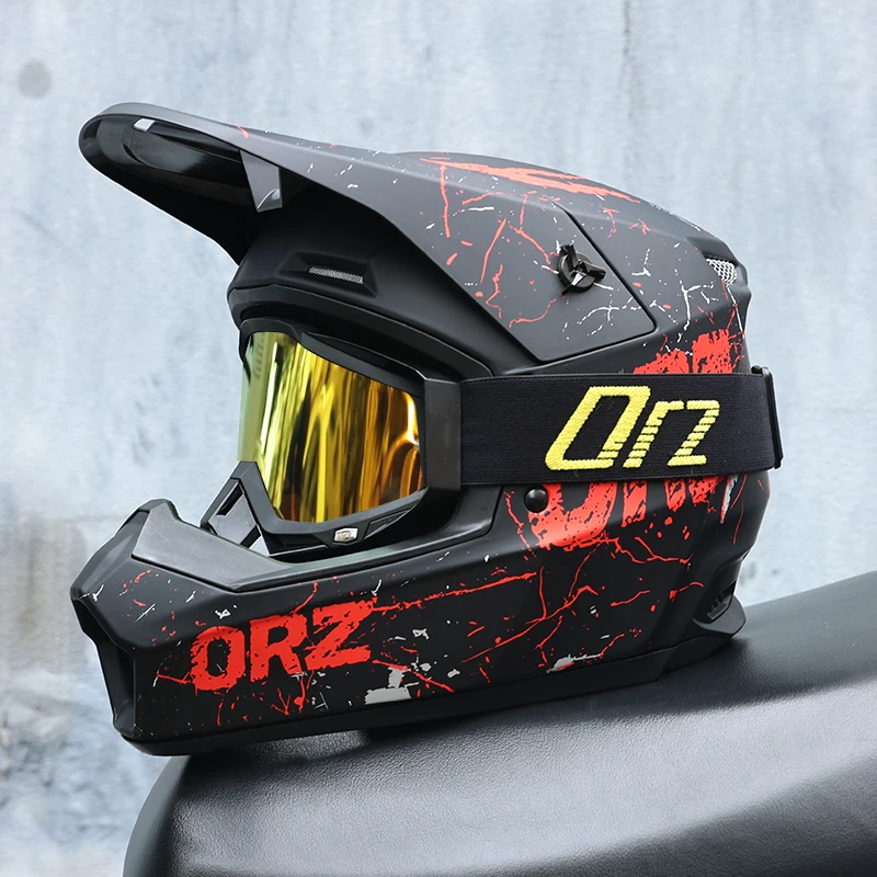 

Сертификация DOT Moto Go Kart Внедорожный шлем Велосипедный скоростной спуск AM DH Внедорожный шлем Гоночный классический мото Оригинальные очки эндуро