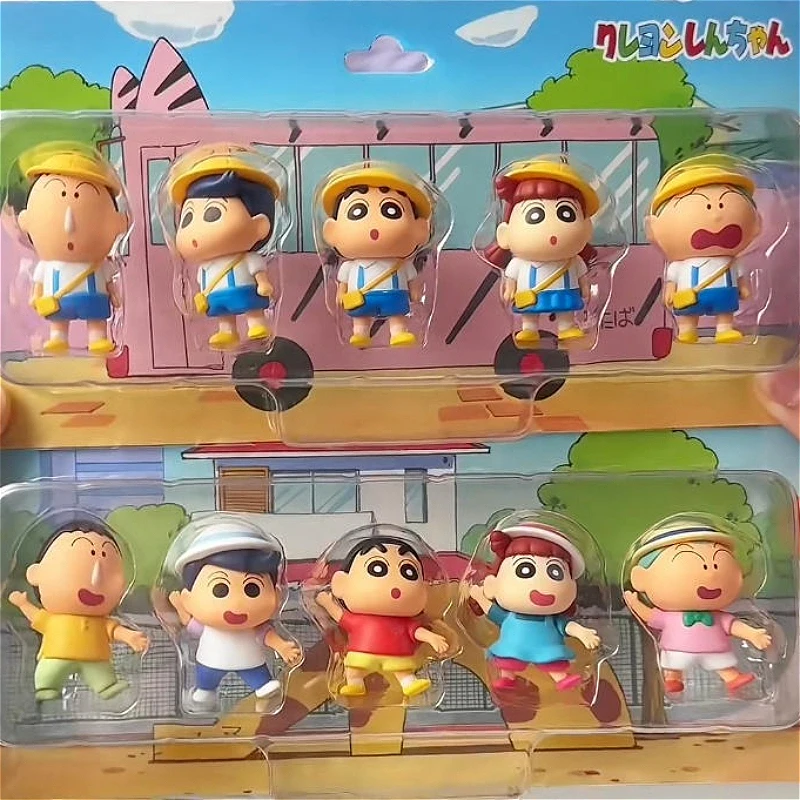 Фото Коллекционные фигурки Crayon Shin-Chan: серия Five Crew Action, слепые коробки, кавайные пакеты-сюрпризы, украшения и сувениры, креативные подарки, мультяшные куклы №1