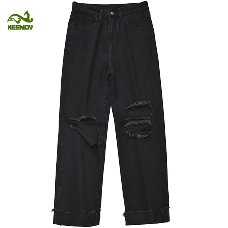 Neemoy 2022 New High Street Jeans Male Ankle-length Tide Brand Hip Hop Casual Pants Summer Straight S-3XL Men's Clothing