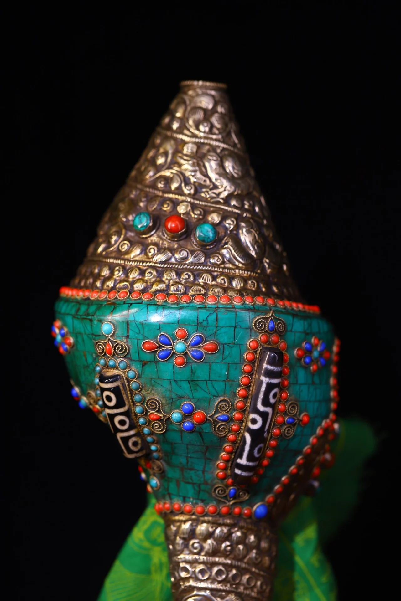 Коллекция тибетских храмов 13 дюймов старый натуральный раковины циннабар